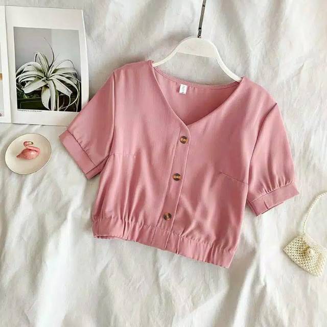 Crop zoya/blouse pinggang karet