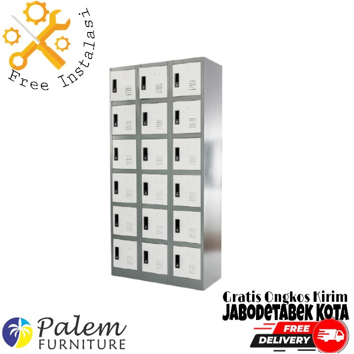 Lemari Cabinet Locker Besi Serbaguna Kunci 18 Pintu