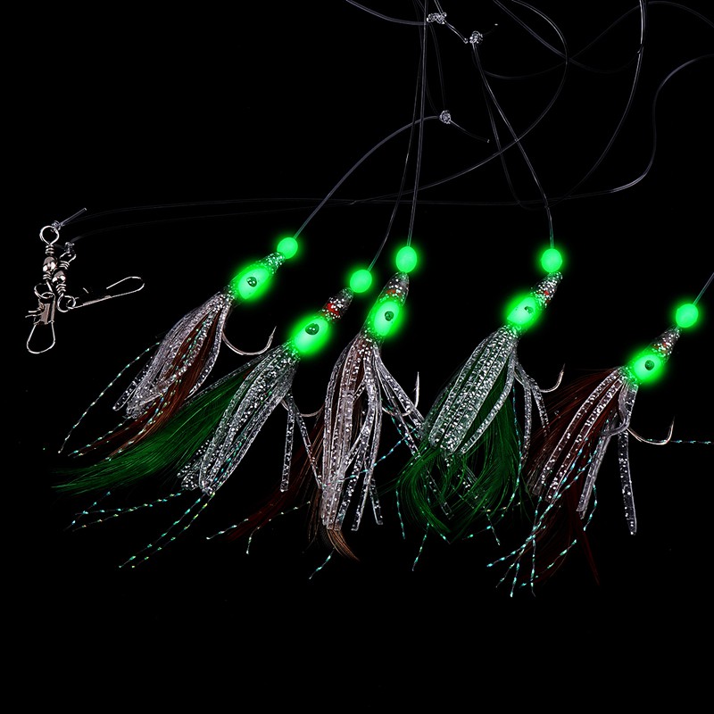 ✨Piyama✨5in1 Luminous Sabiki Soft Fishing Lure Hook/Pengait Umpan Pancing