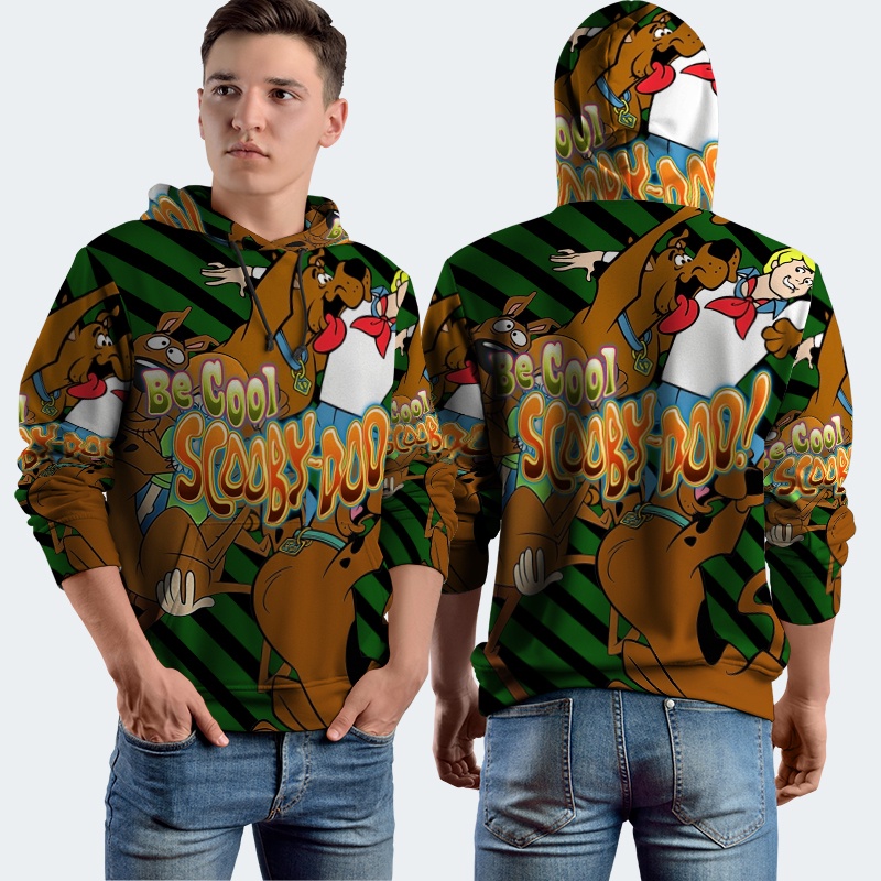Jaket Hoodie Fullprint Scooby Doo Bahan Polyester Jersey