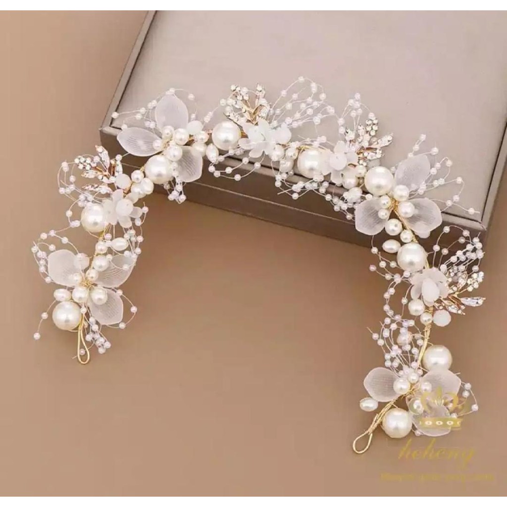 White Headpiece - Mahkota Mutiara Pengantin - Aksesoris Rambut