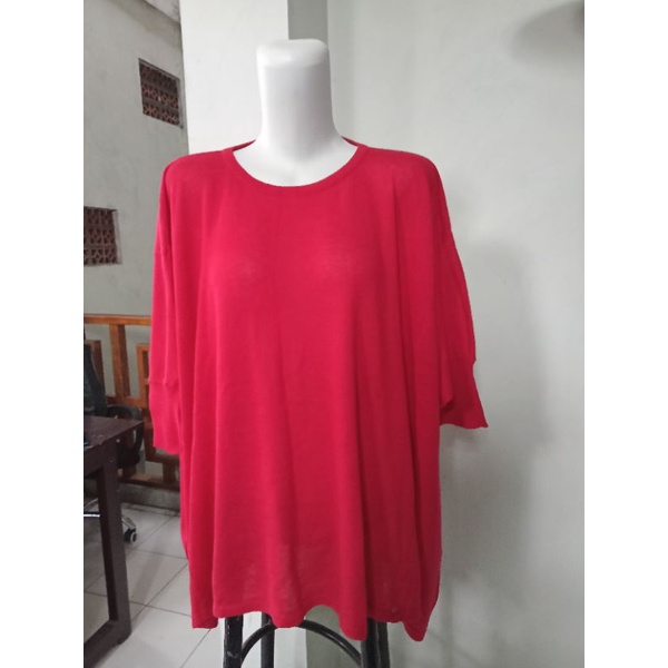 Tanpa Label Sweater Blouse Baju Wanita Triset Ori Red Size M/L