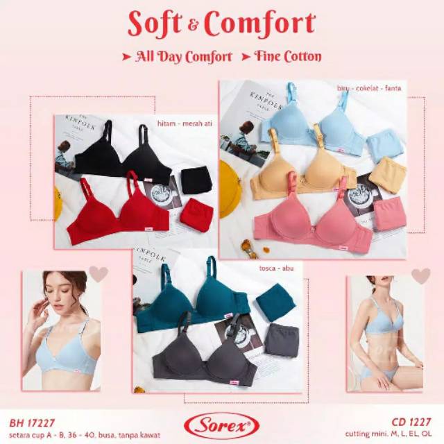 BRA Sorex Soft dan Comfort 17227 Busa tanpa kawat