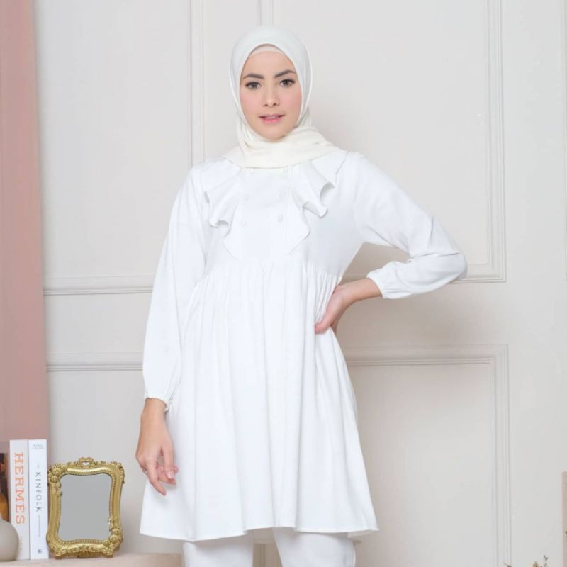 TUNIK ATASAN WANITA MUSLIM/tunik putih/tunik busui