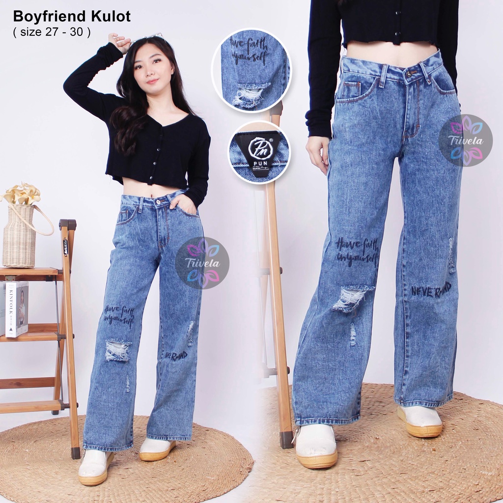 TRIVELA - Highwaist Loose Jeans Nevermind / HW LOOSE JEANS BOYFRIEND BORDIR