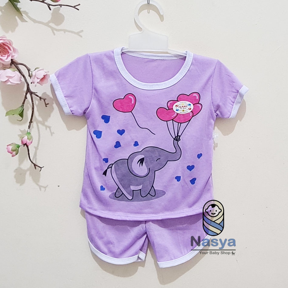 [J-014]  Setelan baju Bayi Perempuan Lucu - motif lucu (3-6 bulan)