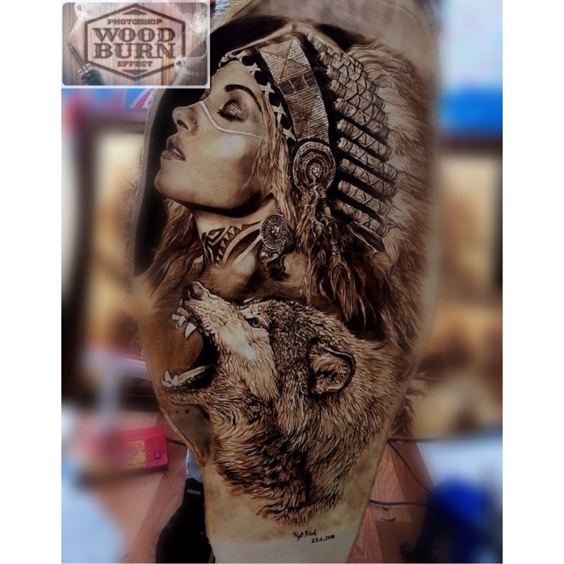 lukisan kayu/dengan teknik bakar