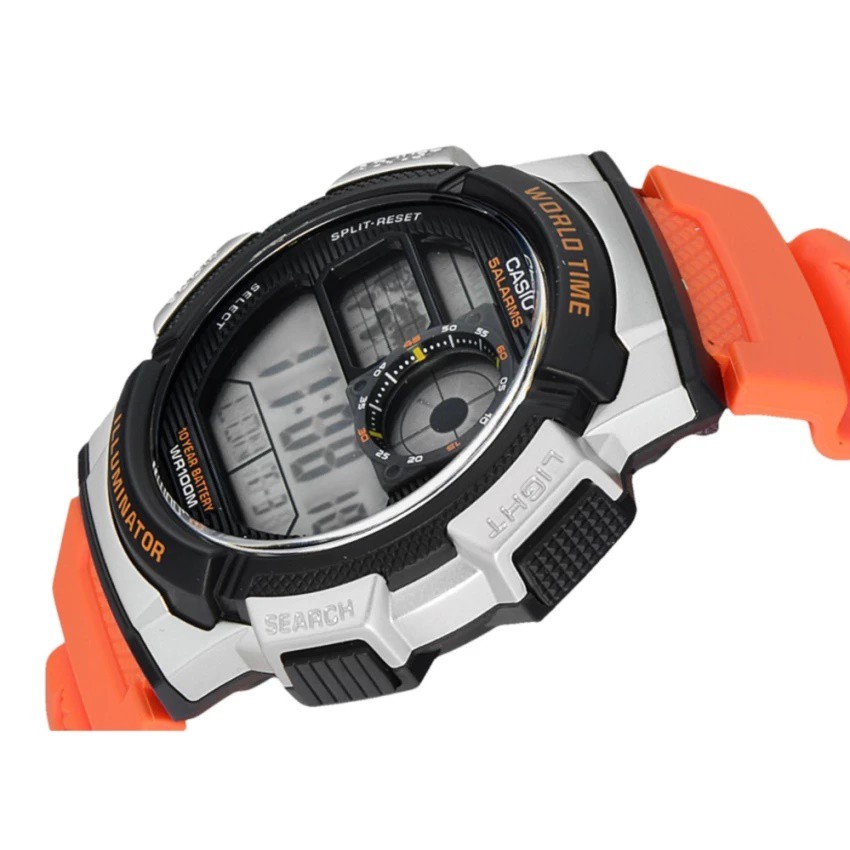 Casio Original AE-1000W-4B / AE1000W-4B Jam Tangan Pria Digital Karet Orange