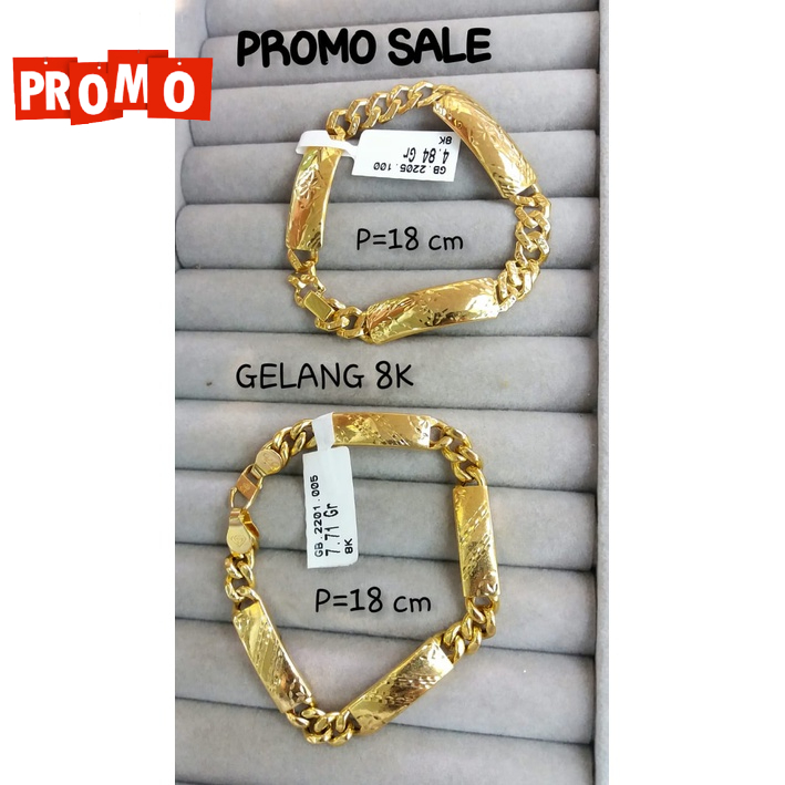 Gelang promo kadar 375/8karat plat ringan model besar