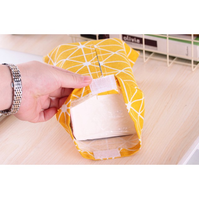 Mysterygirl - Tempat Tissue Box Bahan Kanvas Tisu Kotak Tempat Kantung Kantong Bahan Kain Katun Linen Sarung Tisu Tissue Mobil Rumah