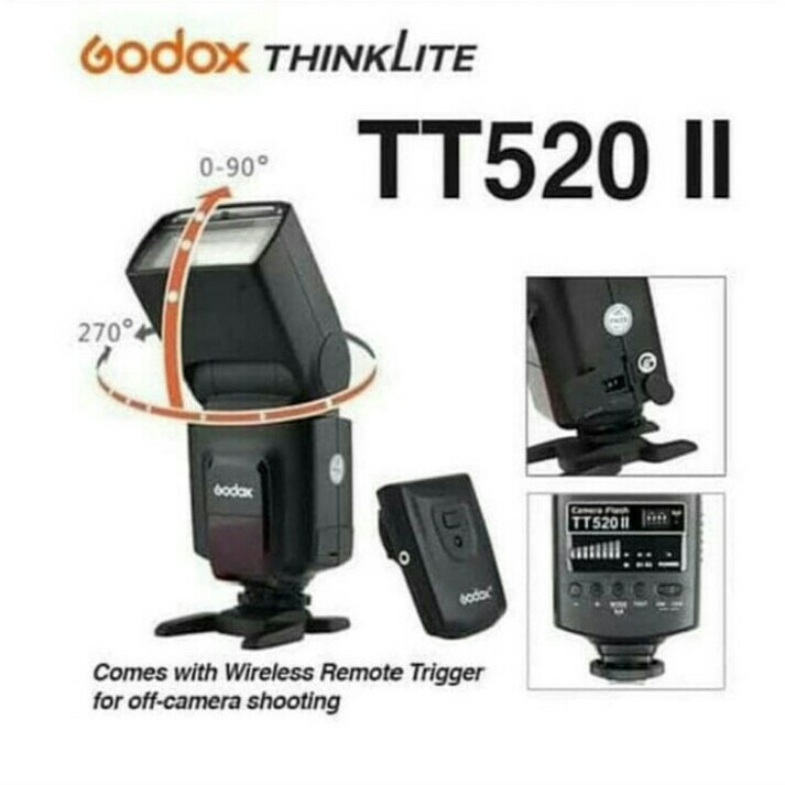 Flash Godox TT520 II plus Wireless Trigger Speedlite kamera mirrorless