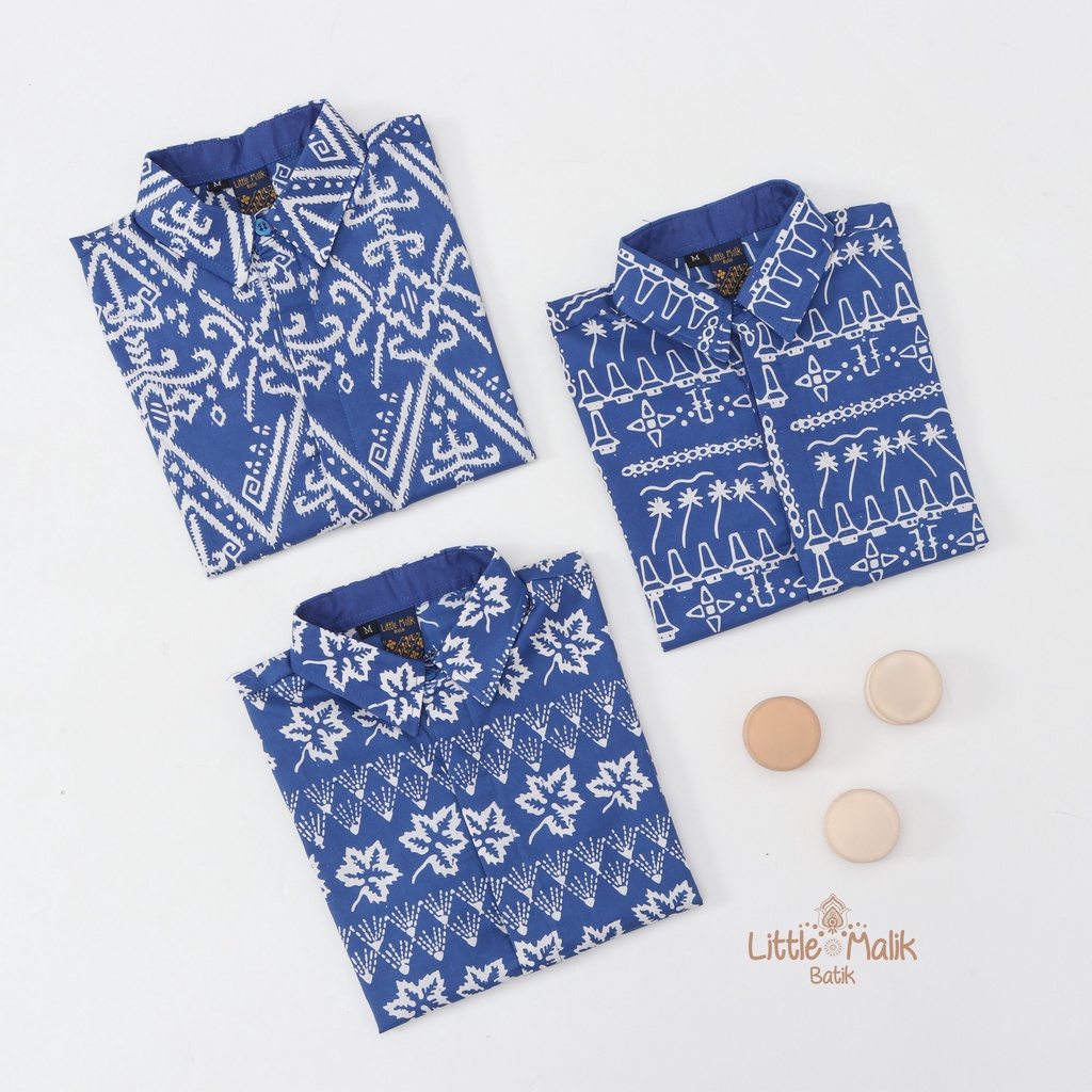 -Batik Organik- Kemeja Batik Anak Lengan Pendek By Little Malik Batik, Garutan Biru Benhur