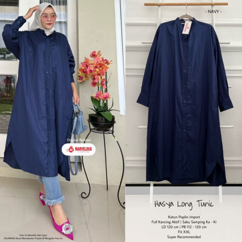 Tunik katun polos / Harsya long tunik by marvelous / Long tunik muslimah