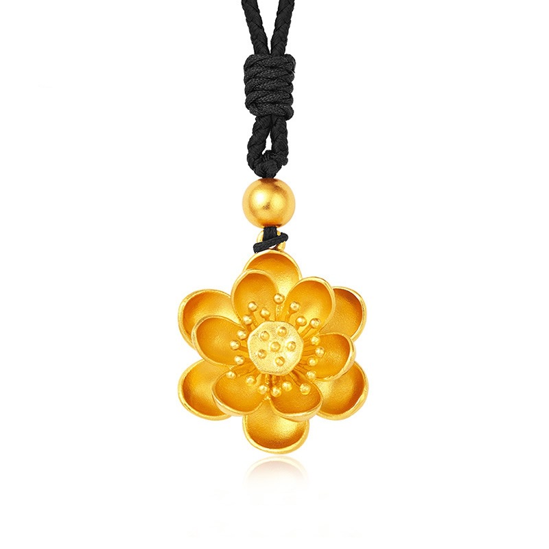 [Ready Stock]Stylish and Simple Personality Gold Plated Lotus Pendant Gold Necklace