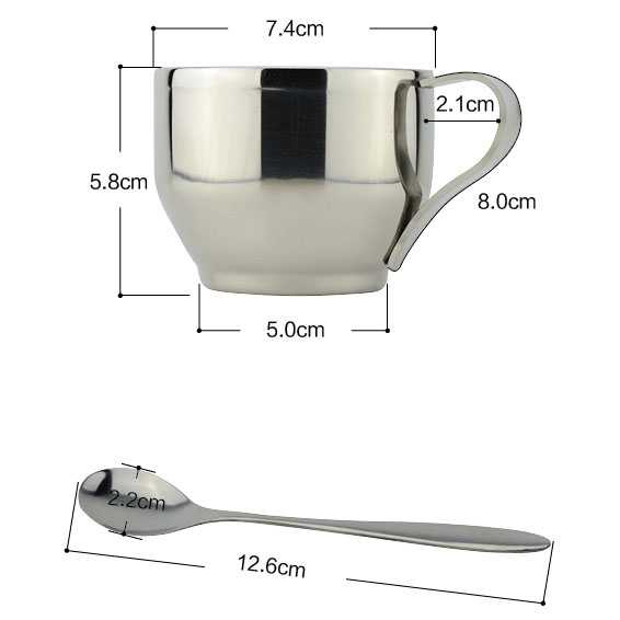 TD-DA Set Gelas Sendok Piring Kopi Stainless Steel - 201