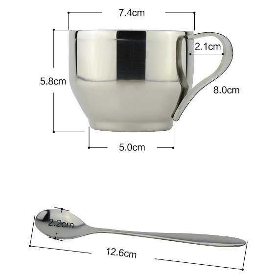 Set Gelas Sendok Piring Kopi Stainless Steel - 201