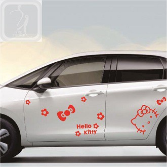 MURAH CUTTING STICKER MOBIL HELLO KITTY FLOWER OUTLINE STIKER BODY STRIPING VARIASI JAZZ YARIS MOBIL