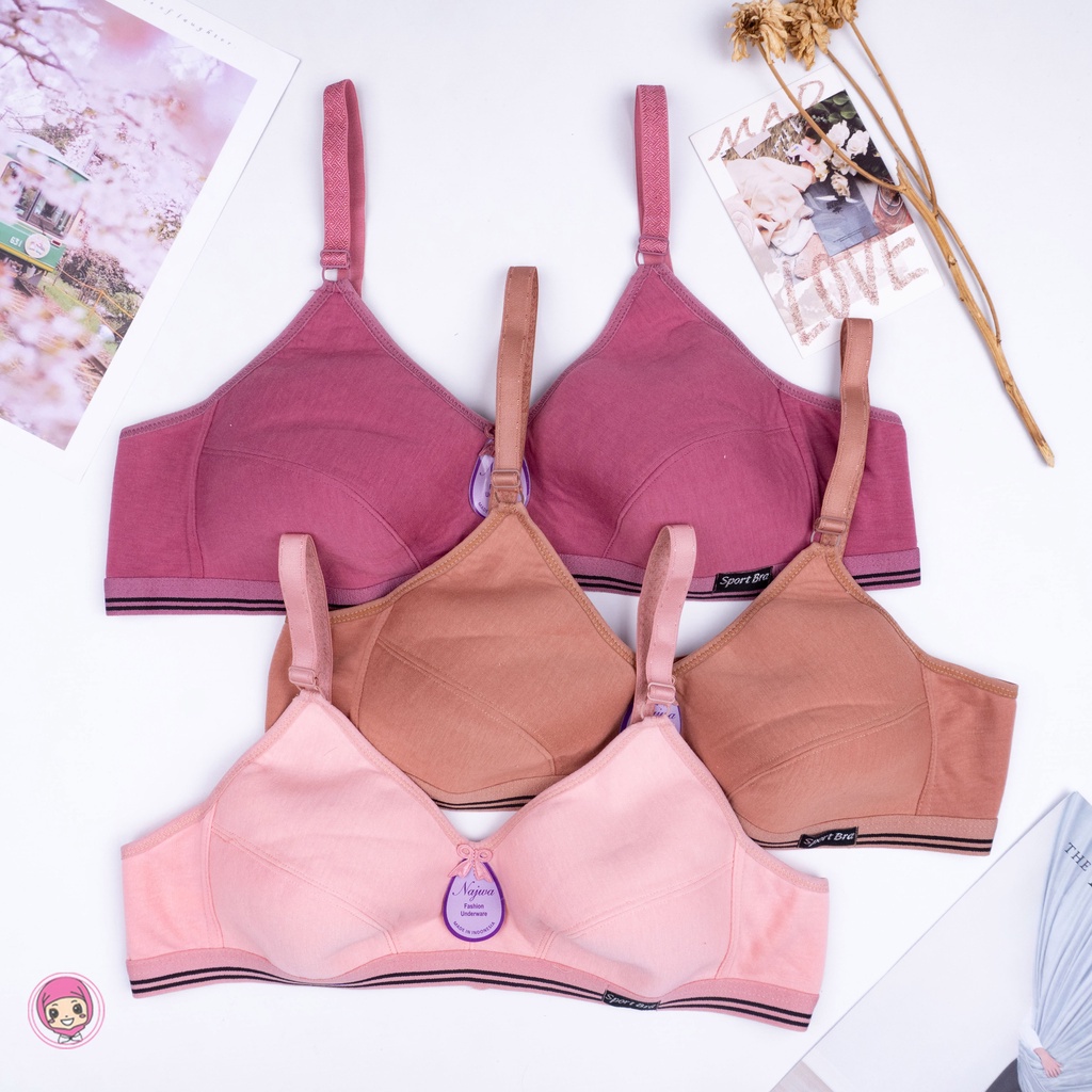 IL - Sport Bra Pakaian Dalam Wanita High Quality Tanpa Kawat dan Busa Merk Febby, Najwa &amp; BH Plum