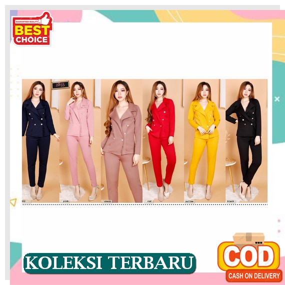 Setelan Wanita Korea Style Blazer Set Lengan Panjang Celana Pendek Korean Style Hk Bkk Premium Impor