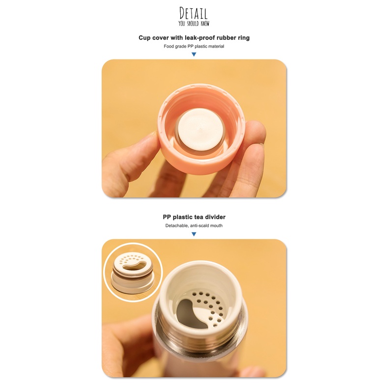 ღ Mini 150Ml Termos Piala Kebocoran Air Botol Air Portabel Kaca Super Lucu Saku Gelas Termos Kecil perjalanan Mug dengan Layar Filter