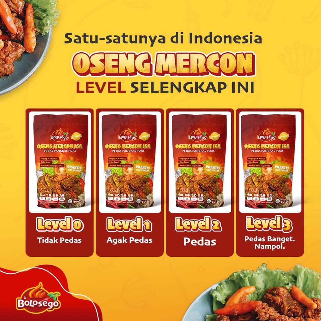 

OSENG MERCON IGA SAPI. 200 GRAM, ADA LEVEL PEDASNYA- BOLOSEGO