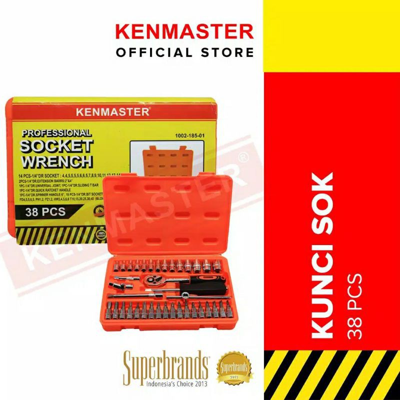 Kenmaster ,  38 , 60 PCS , Kunci Sok  , Set  , Premium Professional , Socket Wrench