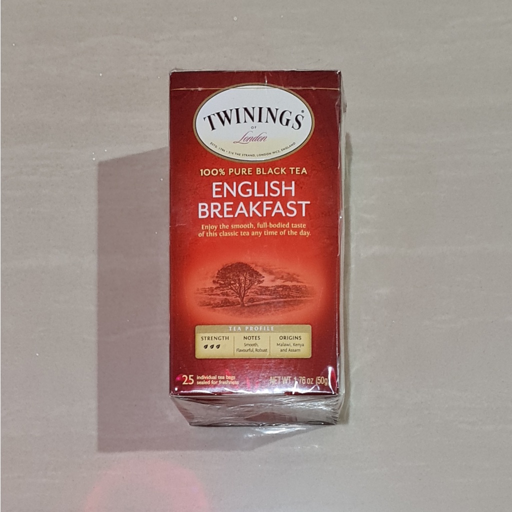 Teh Twinings of London Pure Black Tea English Breakfast 25 x 2 Gram