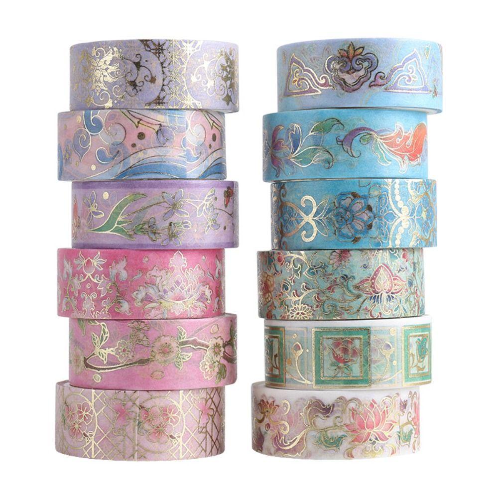 R-flower 12Roll/Set Washi Tape Sastra Kualitas Tinggi Kreatif Kecil Segar Kreatif Alat Tulis INS DIY Bahan