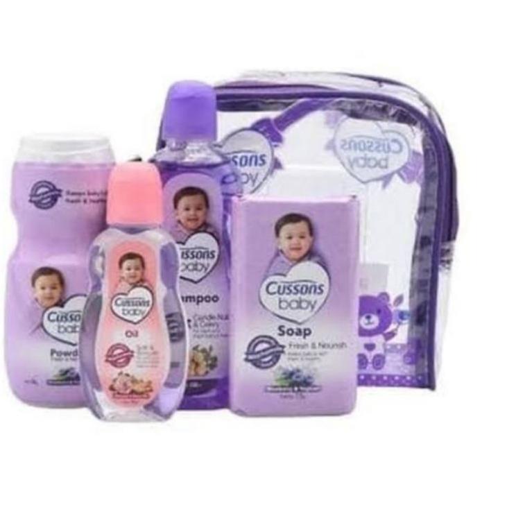 SATU SET CUSSON BAYI 4 IN 1 / MINI PACK CUSSONS PERALATAN MANDI BAYI / ANAK ✓