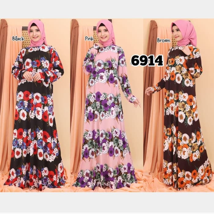 Baju Gamis Wanita Terbaru Gamis Motif Bunga Gamis Jumbo Jersey Terbaru