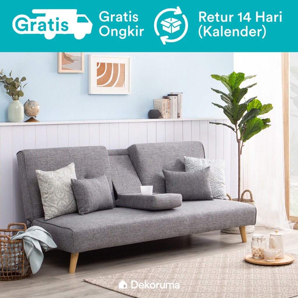 Dekoruma Daito Sofabed L Set dengan Stool (Kursi Tamu Sofa Bed Minimalis Modern)