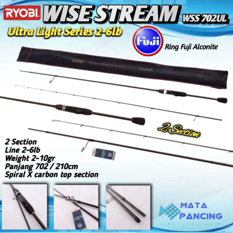 Joran ul ryobi wise stream WSS 702UL line 2-6lb high carbon rood spesifikasi ultra light casting relix nusantara capung ataupun relix capung