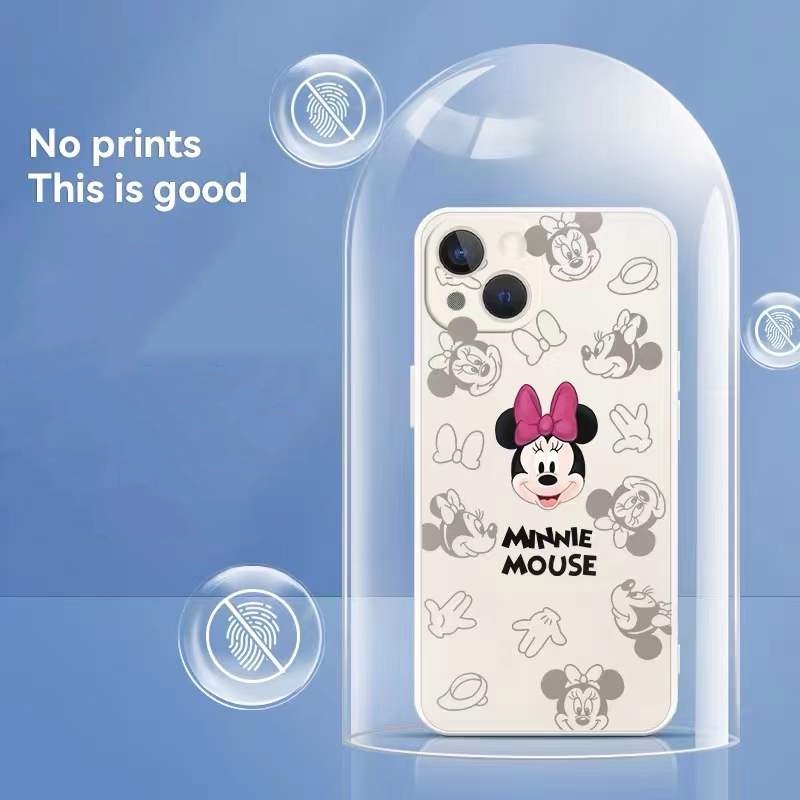 Soft Case Silikon Motif Mickey / Minnie Mouse Untuk Iphone 13 12 11 Pro Max X / Xs Max Xr Se 2020 7 8 Plus