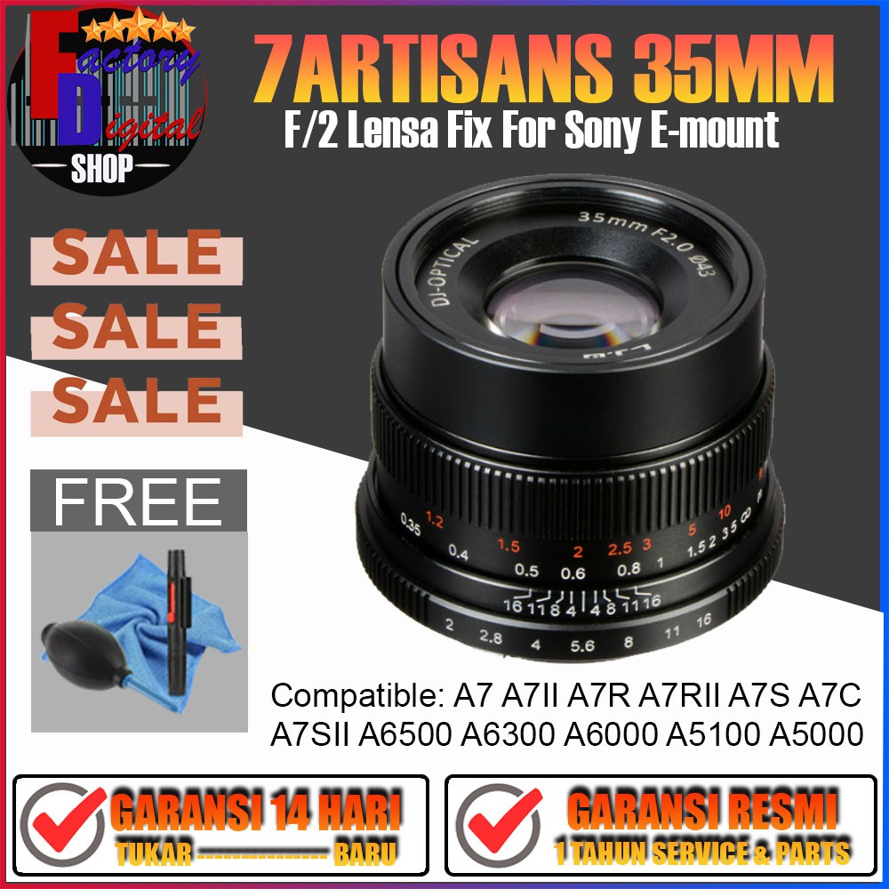 Lensa 7artisans 35mm F2 Lensa Fix For Sony A60000 A7C A7 A7II A6400