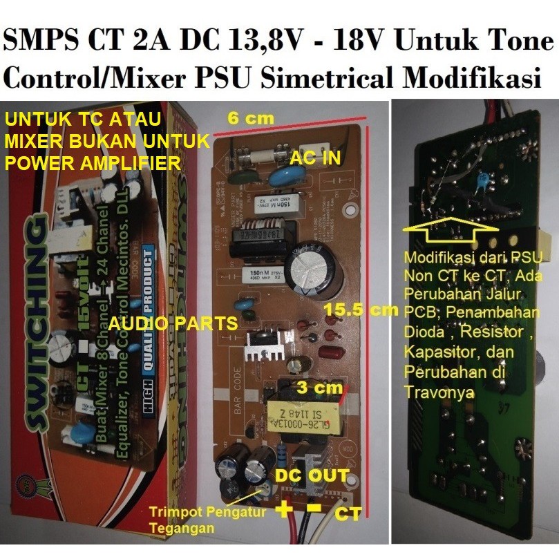 Smps-016A Switching Power Supply 18V Ct 2A Audiopa83
