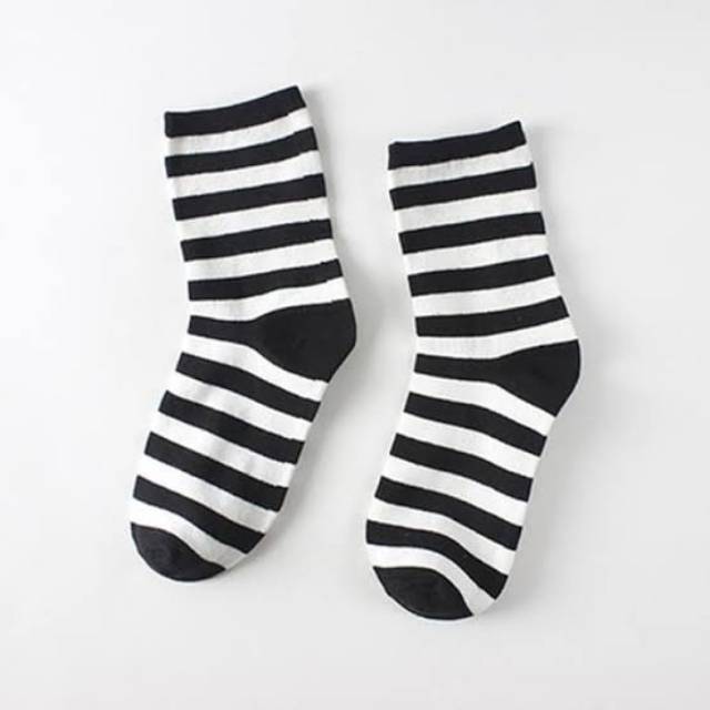  KAOS  KAKI  PENDEK  STRIPE HITAM  PUTIH  Shopee Indonesia