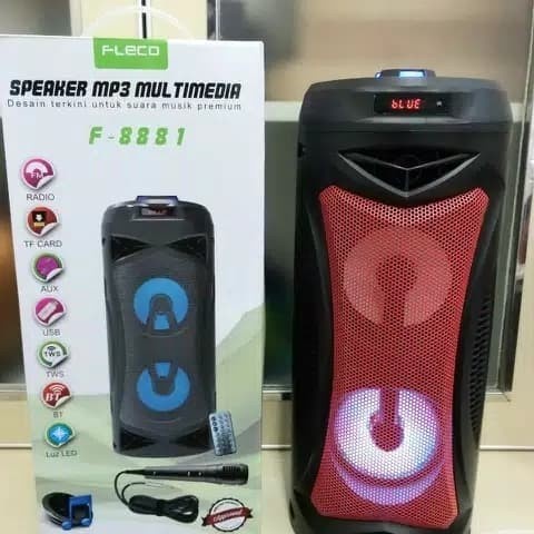 speaker bluetooth fleco f-8880 multimedian mp3 free mic dan multibass