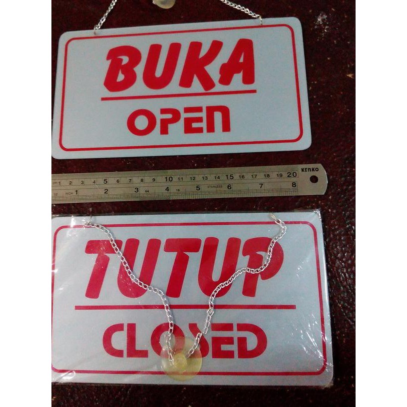 Sign Board label plat BUKA / TUTUP | OPEN / CLOSED papan digantung