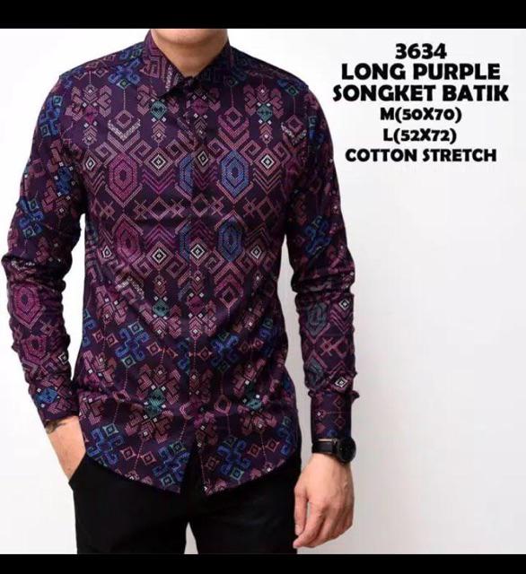 Dgm Fashion   Kemeja Lengan Panjang Polos Batik Pria Kemeja Batik Cowok Diamon 5819