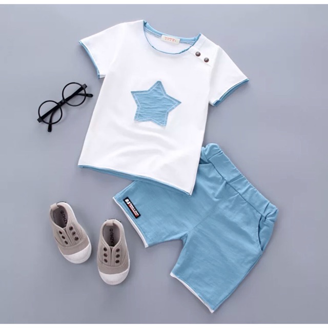Baju setelan anak logo bintang / kulitas import / baju dan celana 1 set