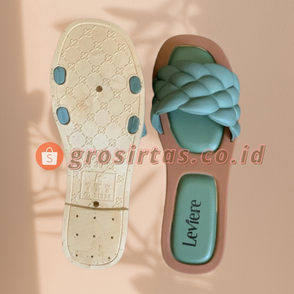 TOPGROSIR TG1462 Sandal Slip Wanita Motif Kepang Besar/Import/ Sandal ala korea kekinian