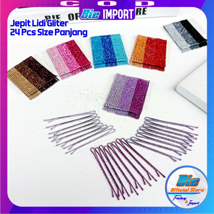 24 Pcs Jepit Lidi Gliter Premium Impor Best Seller