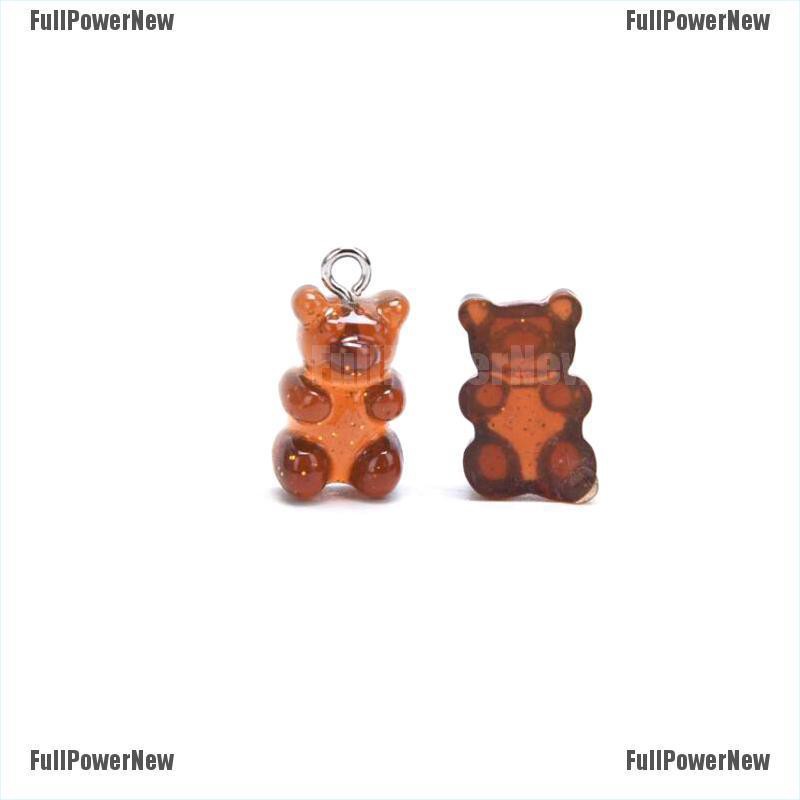 [FULLのJY] 10Pcs/Set  Acrylic Candy Color Bear Charms Pendants DIY Jewelry Making Craft