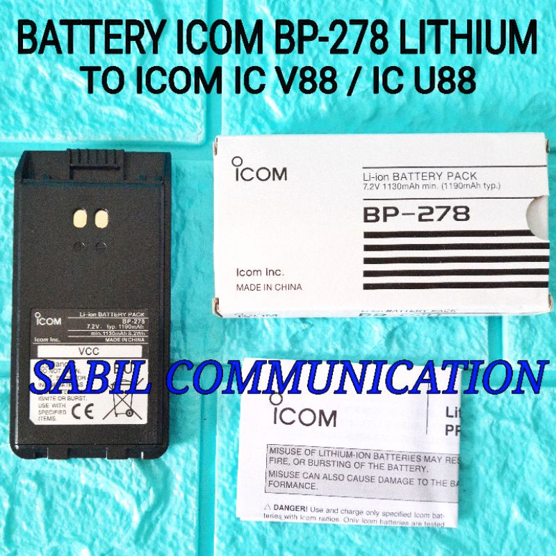BATRE HT ICOM V88 ORI BP-278 LITIUM MURAH - BATERAI HT ICOM U88 LITHIUM ORI ICOM BP278 BP279 BP-278 