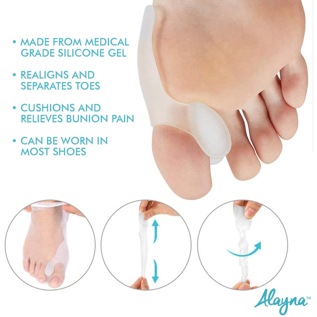 1 Pasang Bantalan Separator Jari Kaki Bahan Silikon Breathable Untuk Pereda Sakit / Korektor Bunion / Hallux Valgus