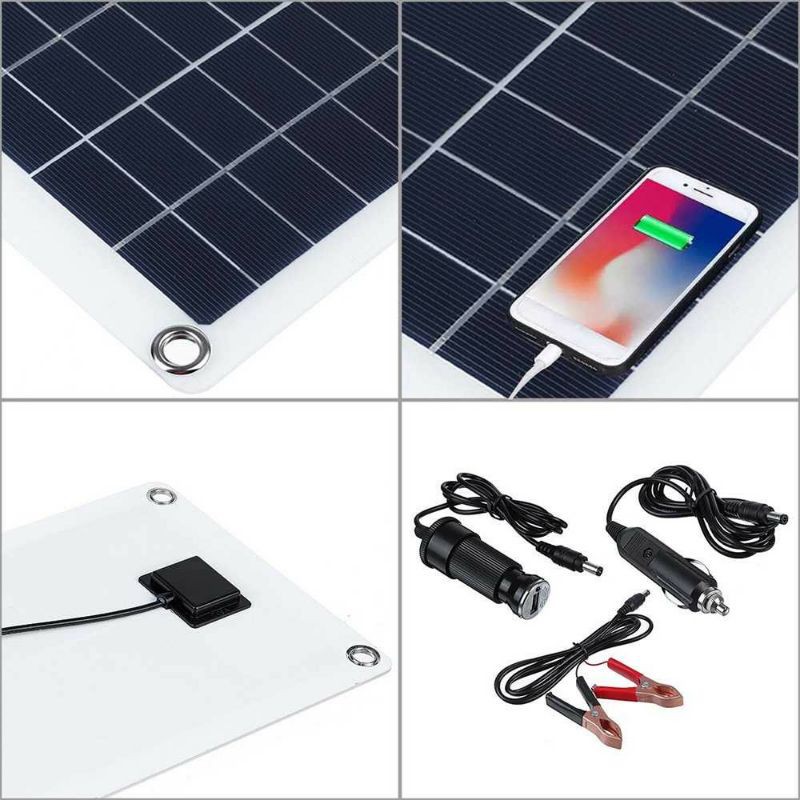 Solar Panel Surya Charger Aki 12V Portabel With USB Port Charger Outdoor