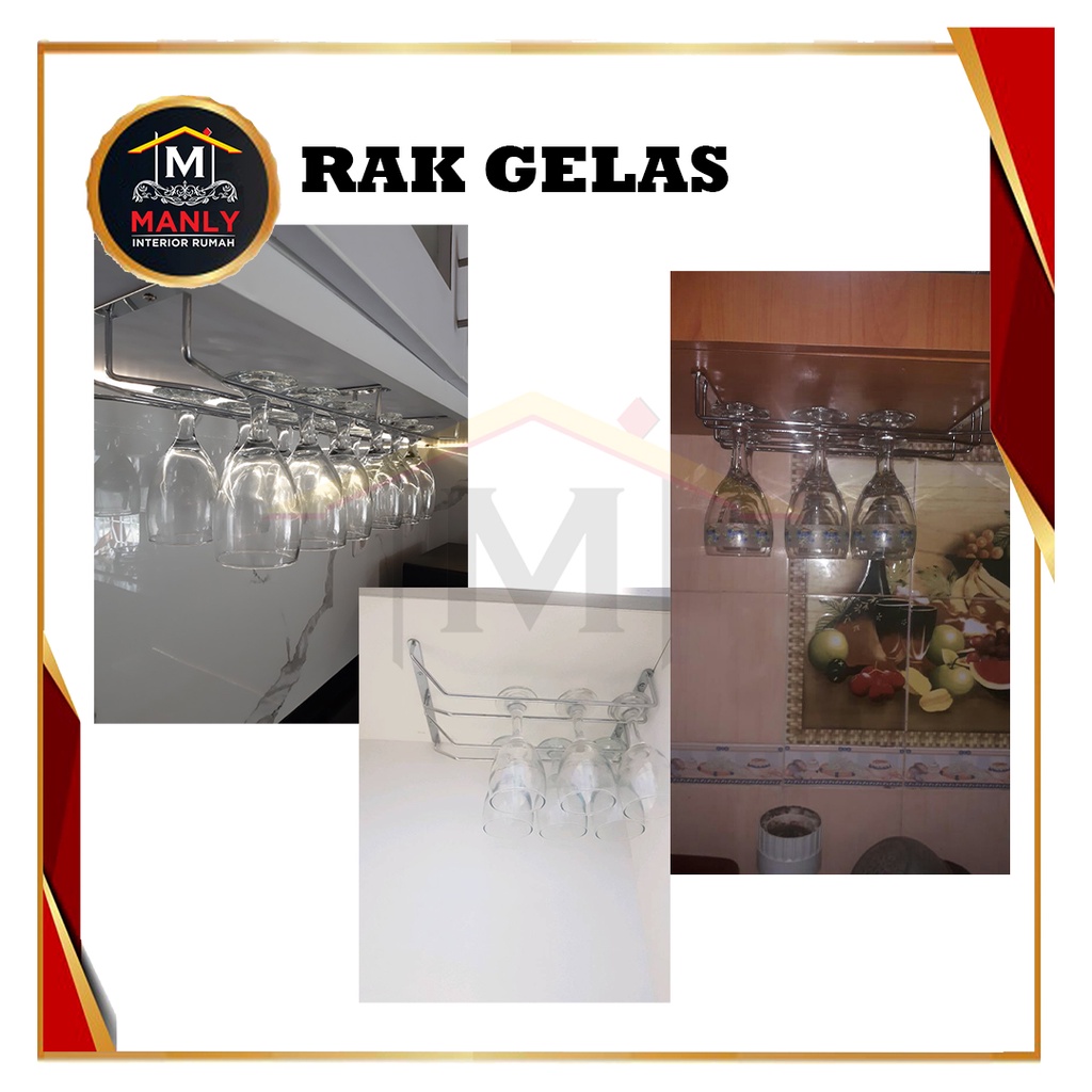Rak Gelas Gantungan 4 Baris.. Ada free skrup