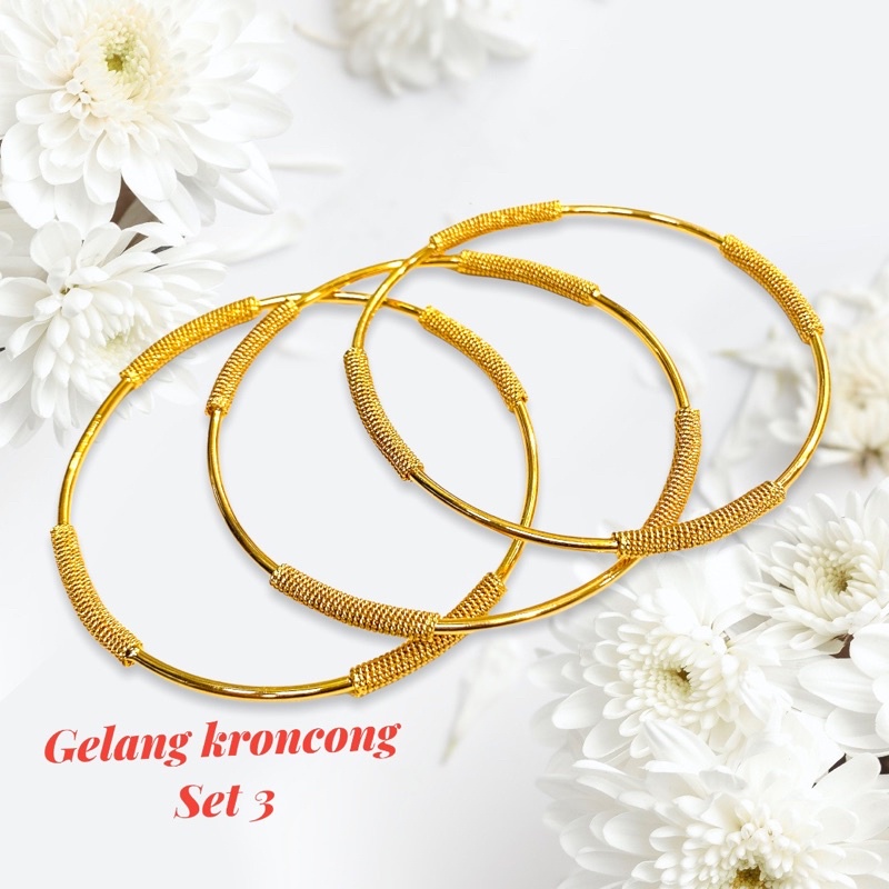 gelang wanita//gelang kroncong set 3 //perhiasan//gelang set