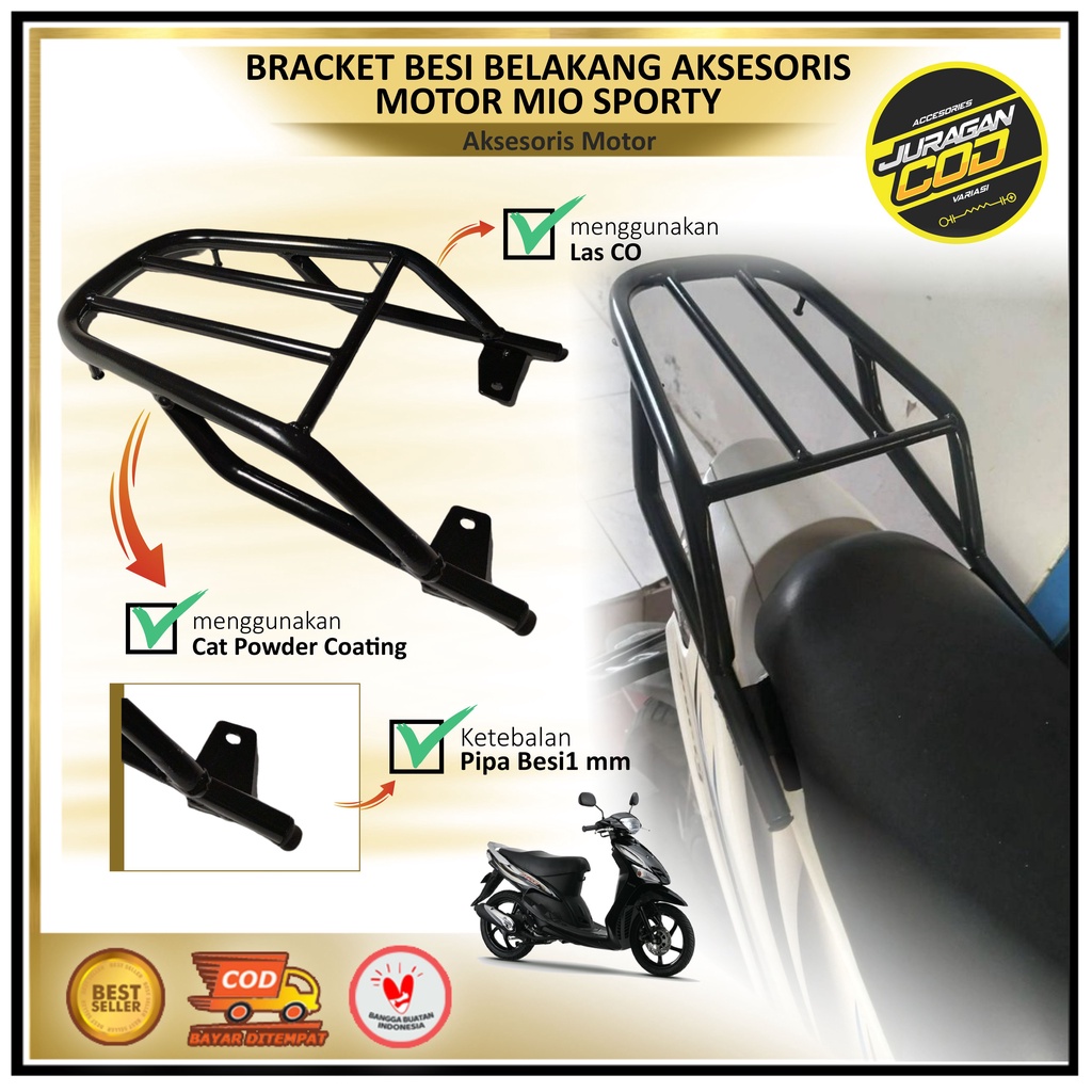Bracket Besi Belakang Mio Sporty/Smile 2004-2008 / Aksesoris Box Yamaha Mio Sporty karbu (COD)