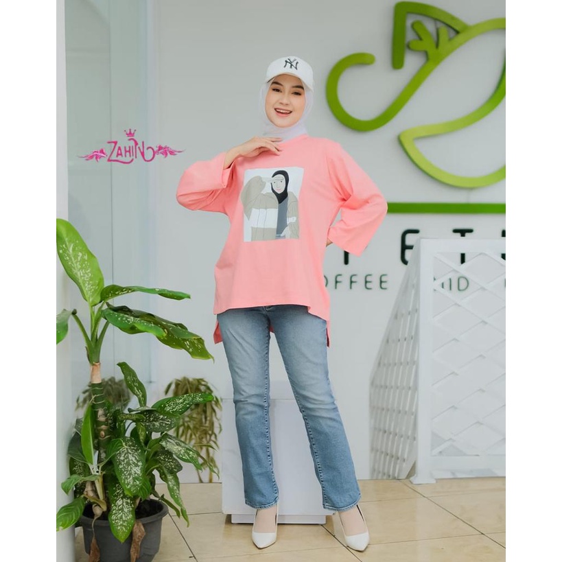 ONE SET VIRAL / kaos / tunik terbaru COMBED original motif vogueblack remaja wanita muslim polos pastel aqua beautiful blouse